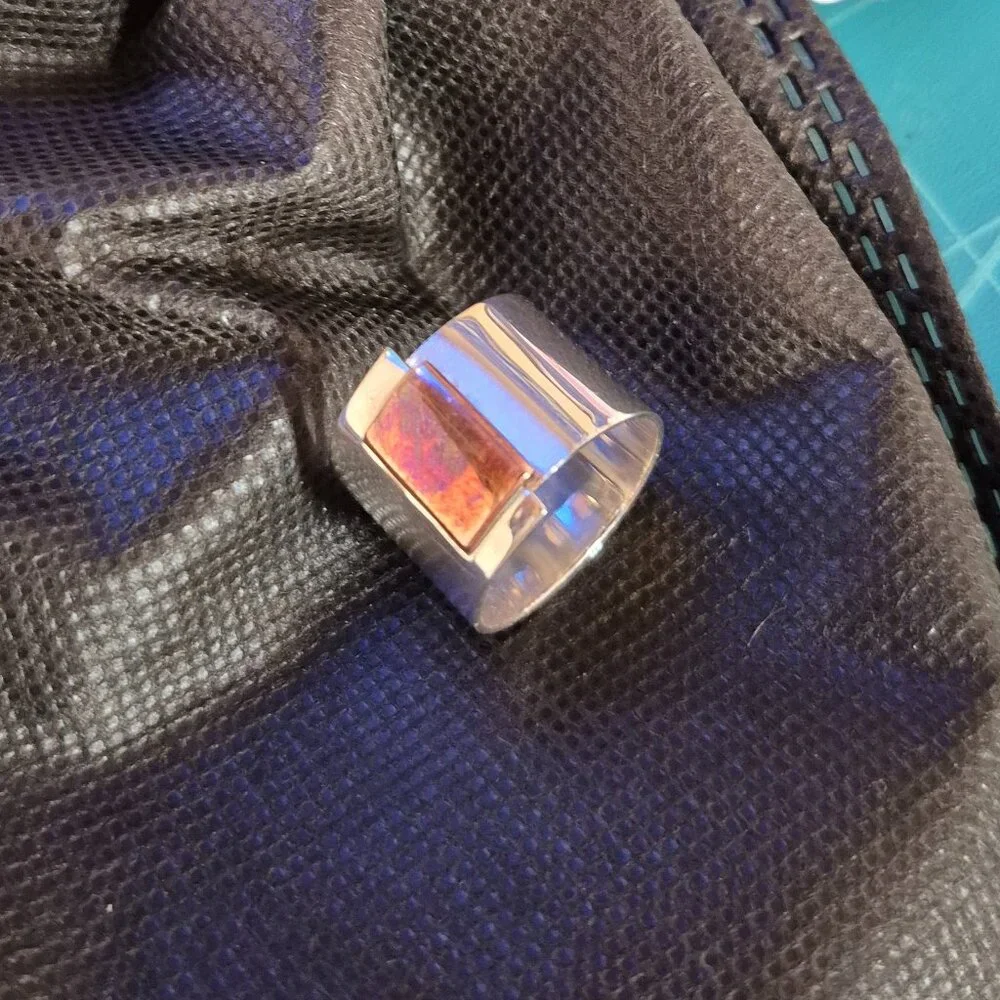 STERLING SILVER Adjustable RING with Copper Accent on front.. - Picture 8 of 8